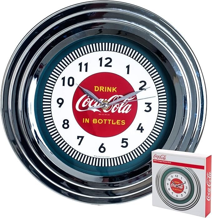 Horloge murale Coca-Cola chromée vintage