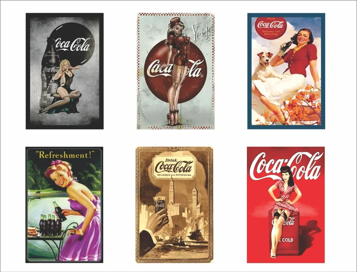 Kit 6 plaques métal Coca-Cola bar et cuisine