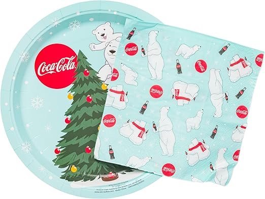 Kit jetable assiettes et serviettes Noël Coca-Cola