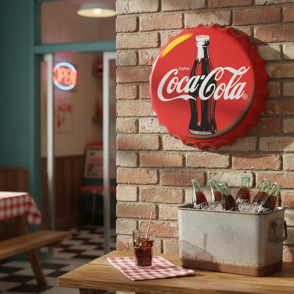 Plaque métal Coca-Cola capsule bouteille