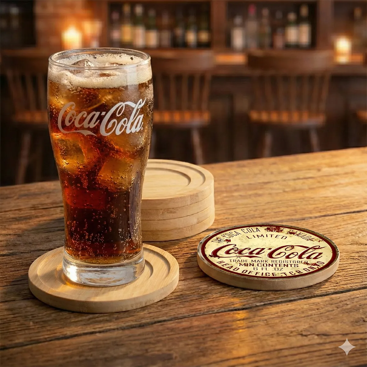 Set 6 dessous de verre bambou rétro Coca-Cola
