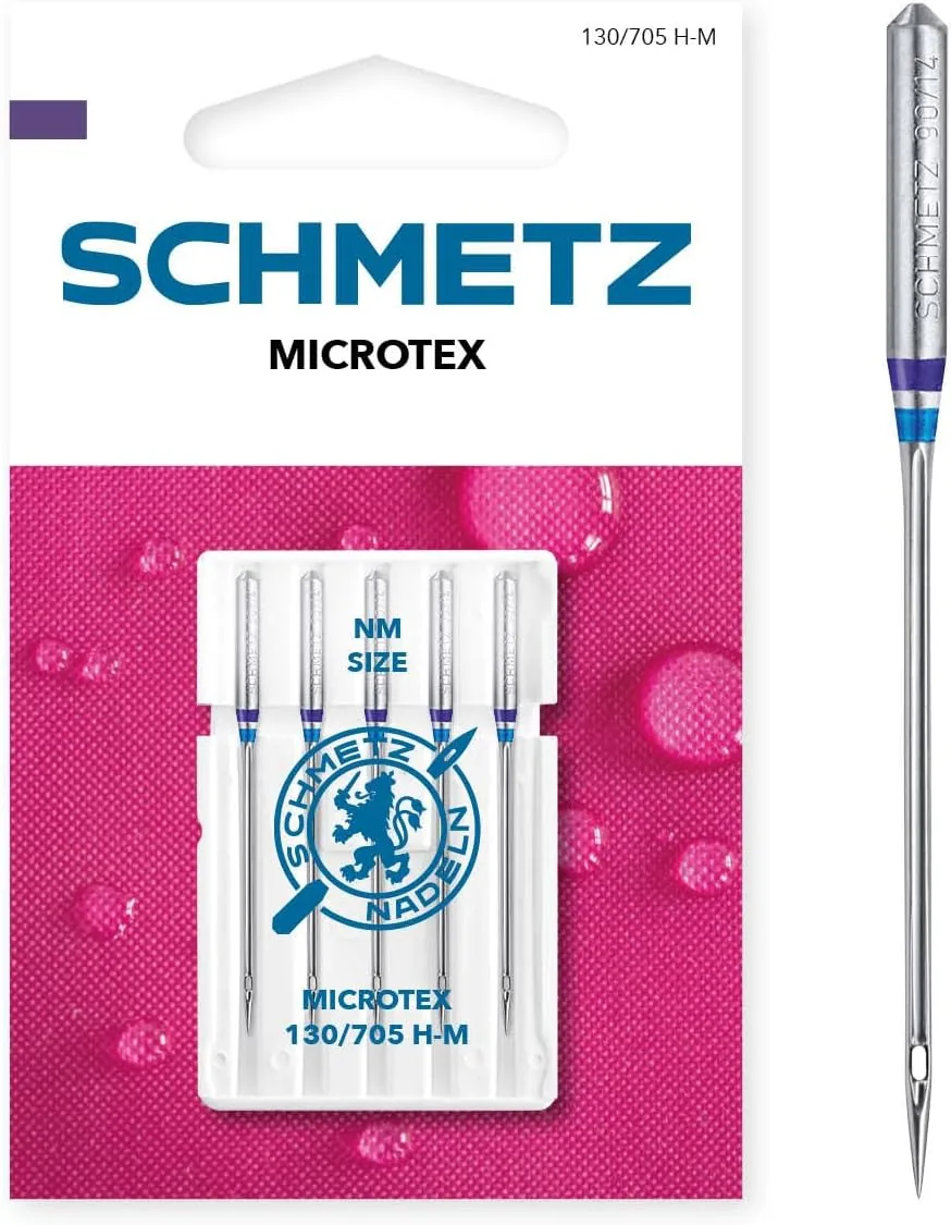 Aiguilles SCHMETZ Microtex — Pointe ultra-fine pour tissus délicats