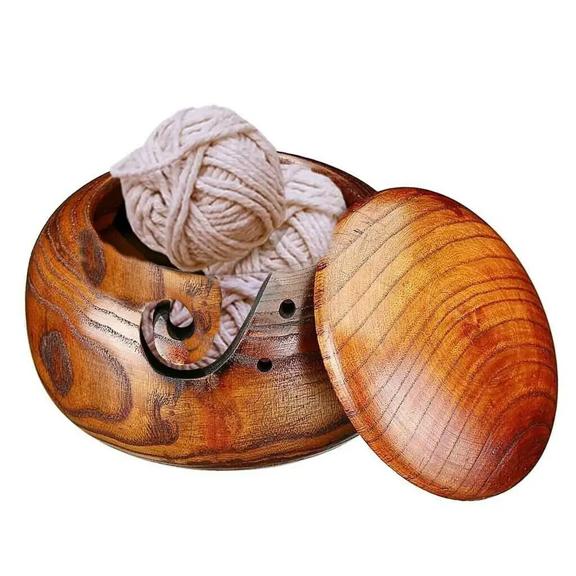 Bol bambou AMZTEMU sans couvercle trois couleurs 15x8cm pour pelotes