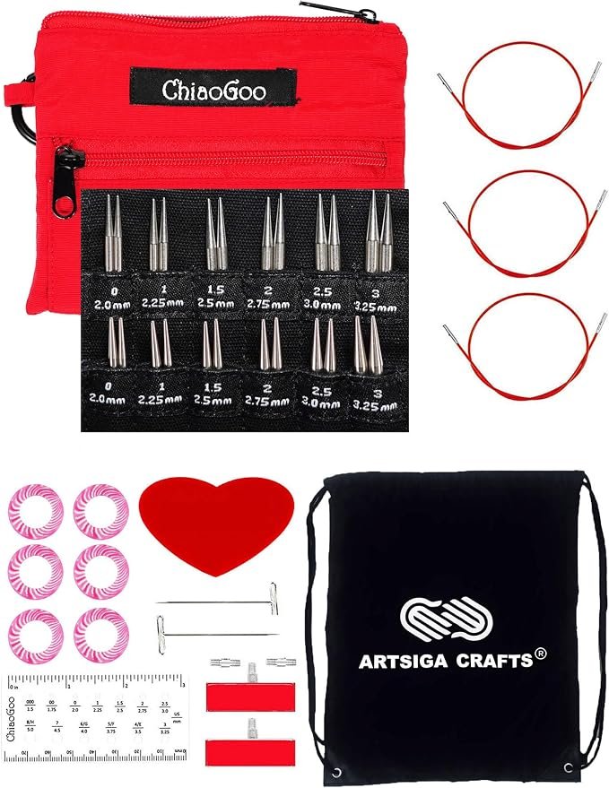 Set interchangeable complet ChiaoGoo TWIST Red Lace acier