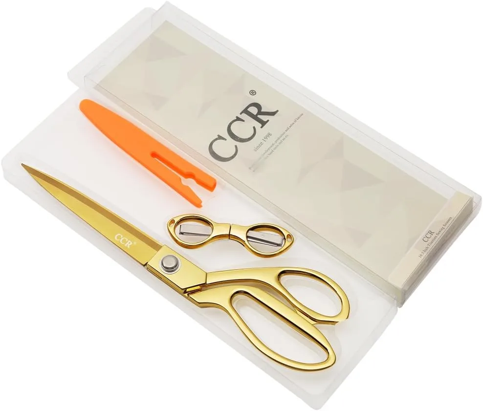 Ciseaux tailleur professionnel acier inox dorés