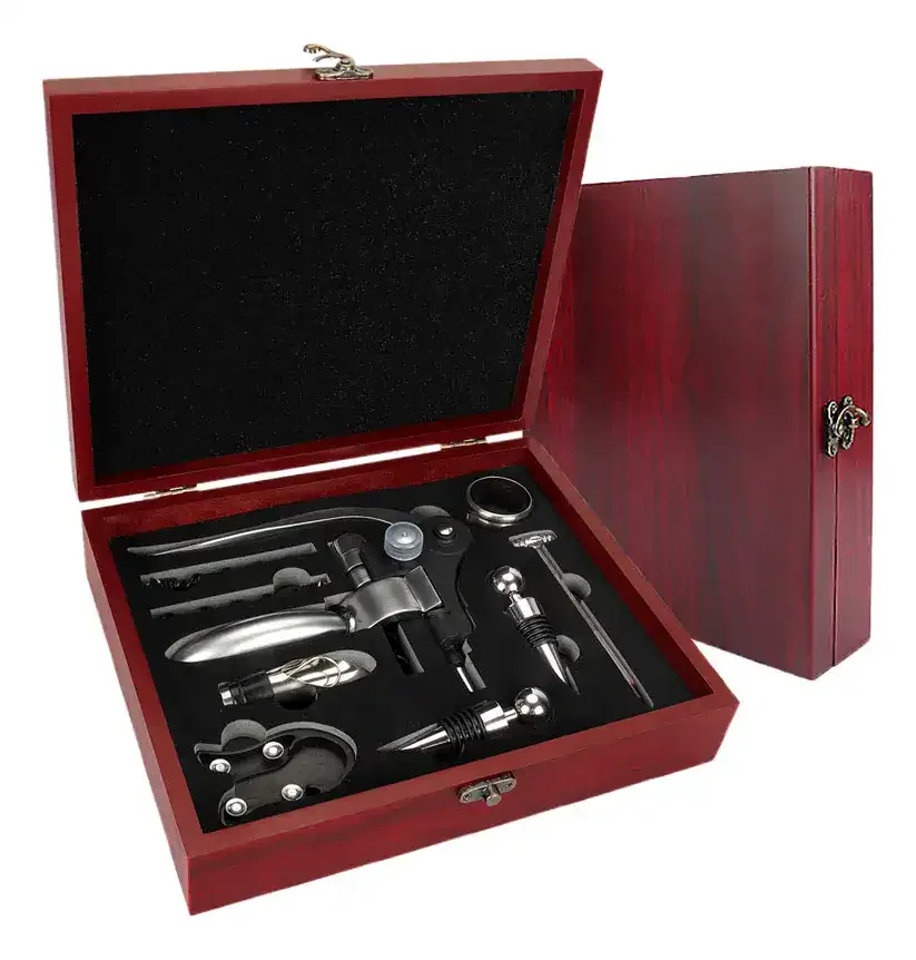 Coffret sommelier 9 pièces boîte bois complet