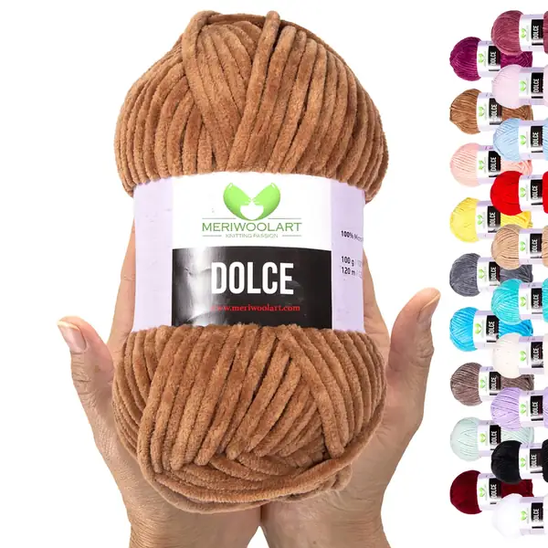 Fil chenille MeriWoolArt 100g velours polyester pour crochet amigurumi