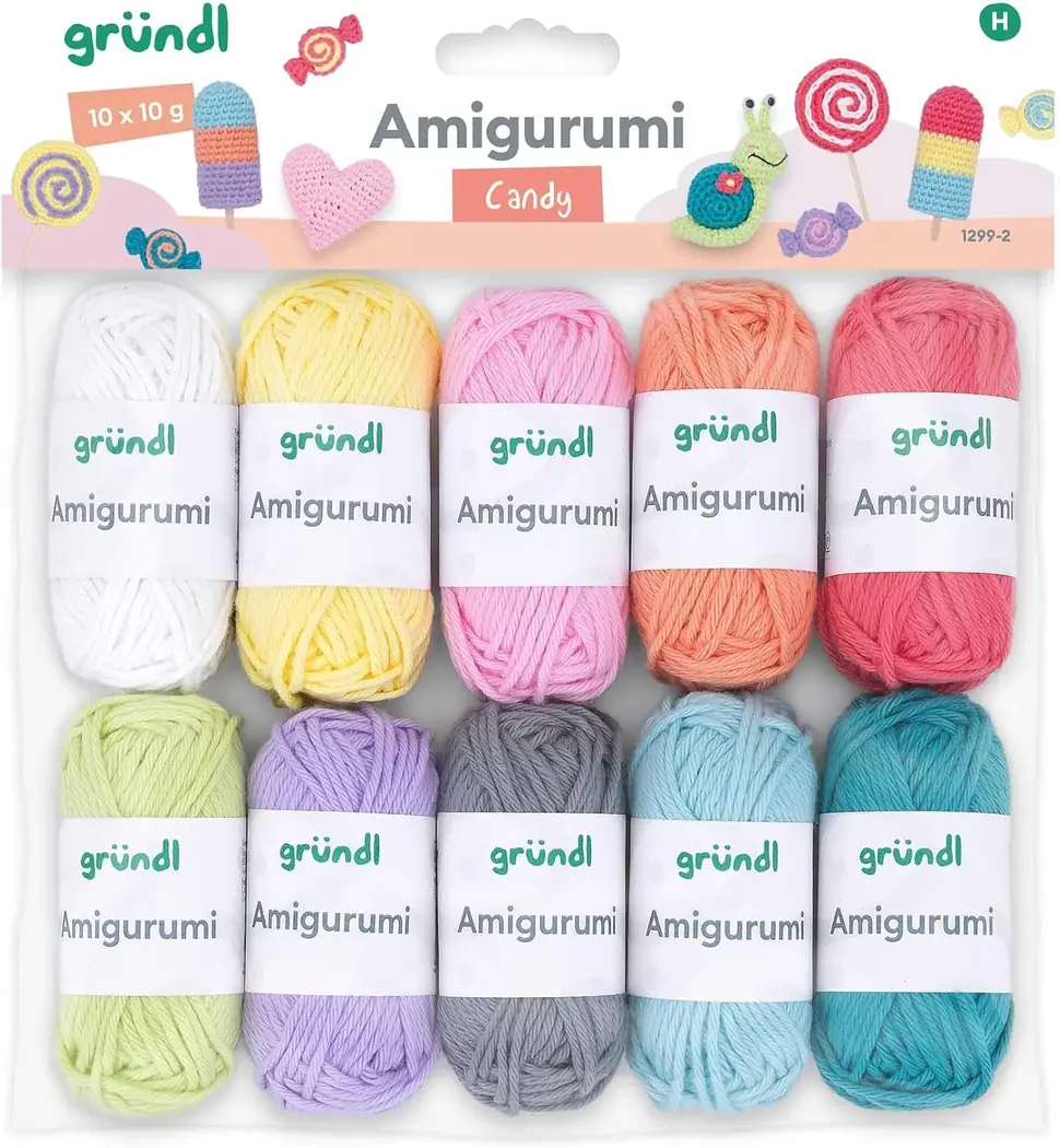 Gründl amigurumi 10 mini pelotes coton 10g couleurs pastel