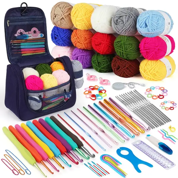 Kit 102 pièces Aeeque crochet débutant avec laine et accessoires