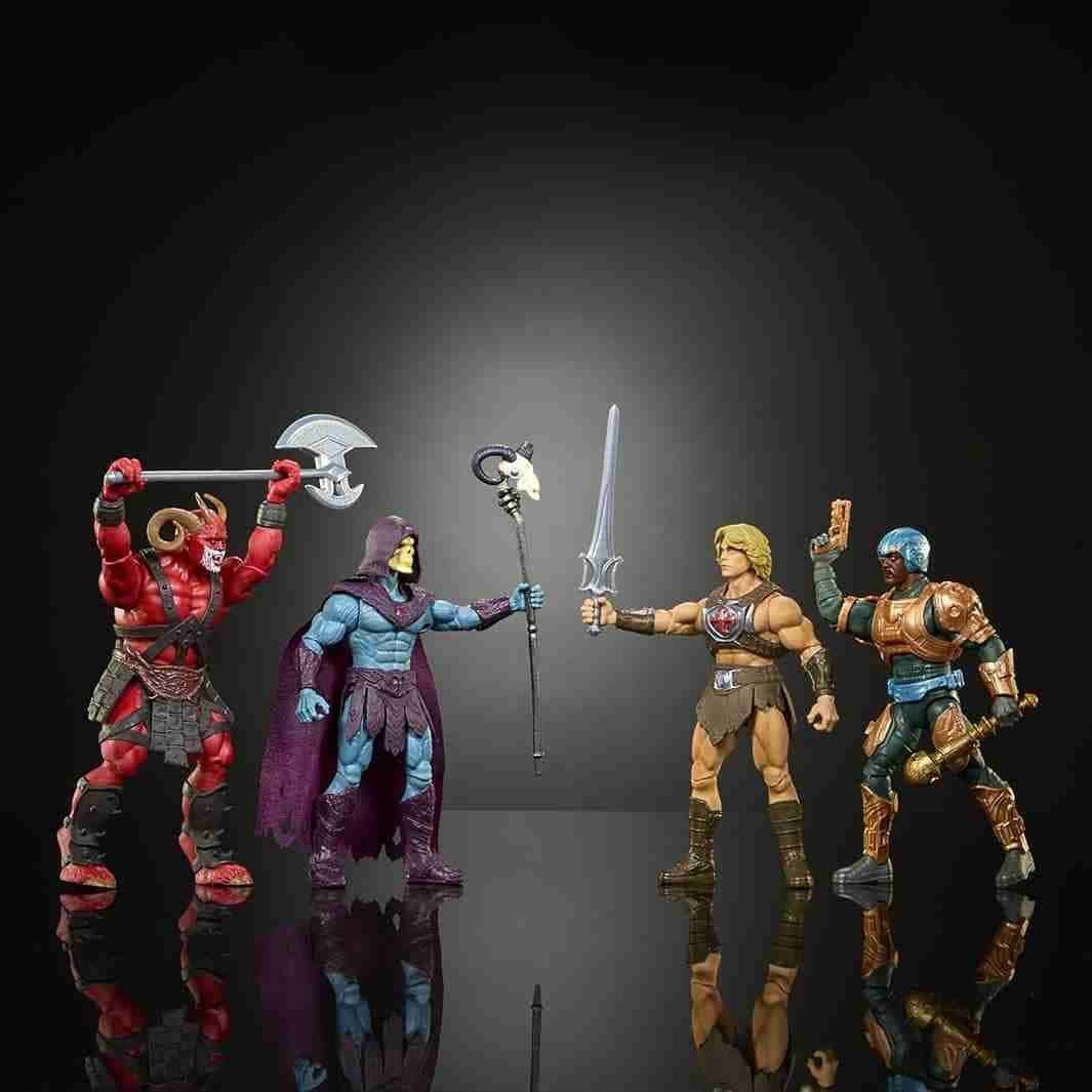 Kit 4 Action Figures Masters of the Universe Film 2026 He-Man Man-At-Arms Skeletor Goat Man