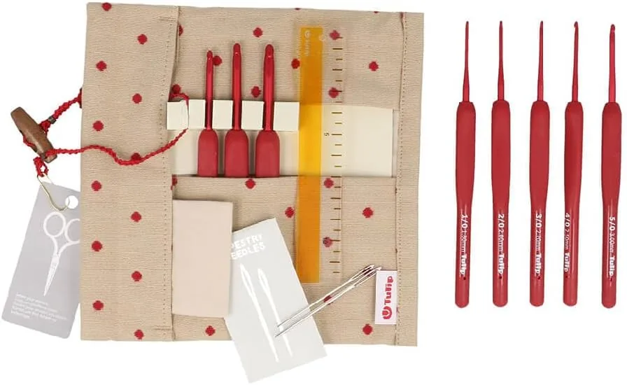 Kit 8 crochets Tulip Etimo Red en aluminium avec poignées silicone