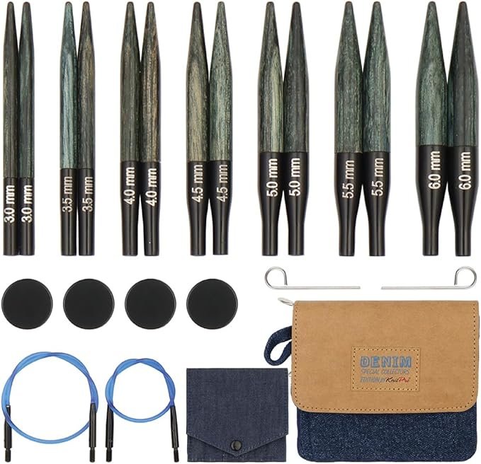 KnitPro Mini Wood Indigo set aiguilles interchangeables courtes bois