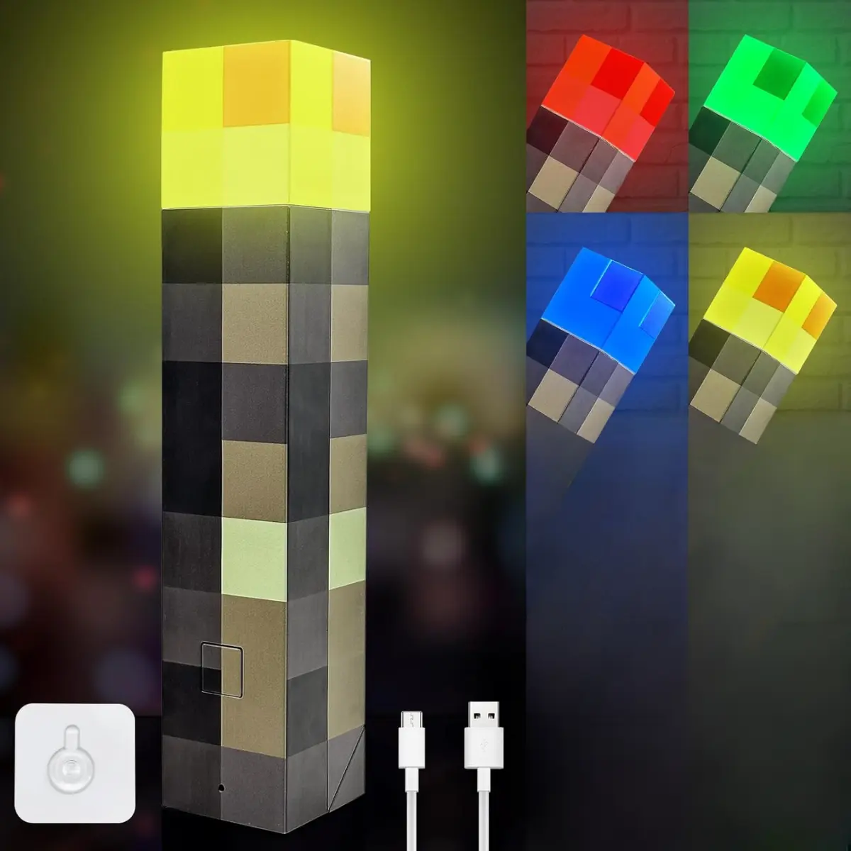 Lampe Torche Minecraft 4 couleurs — Réplique torche LED