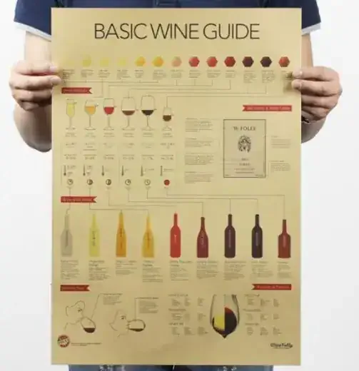 Poster sommelier cépages régions viticoles éducatif décoratif