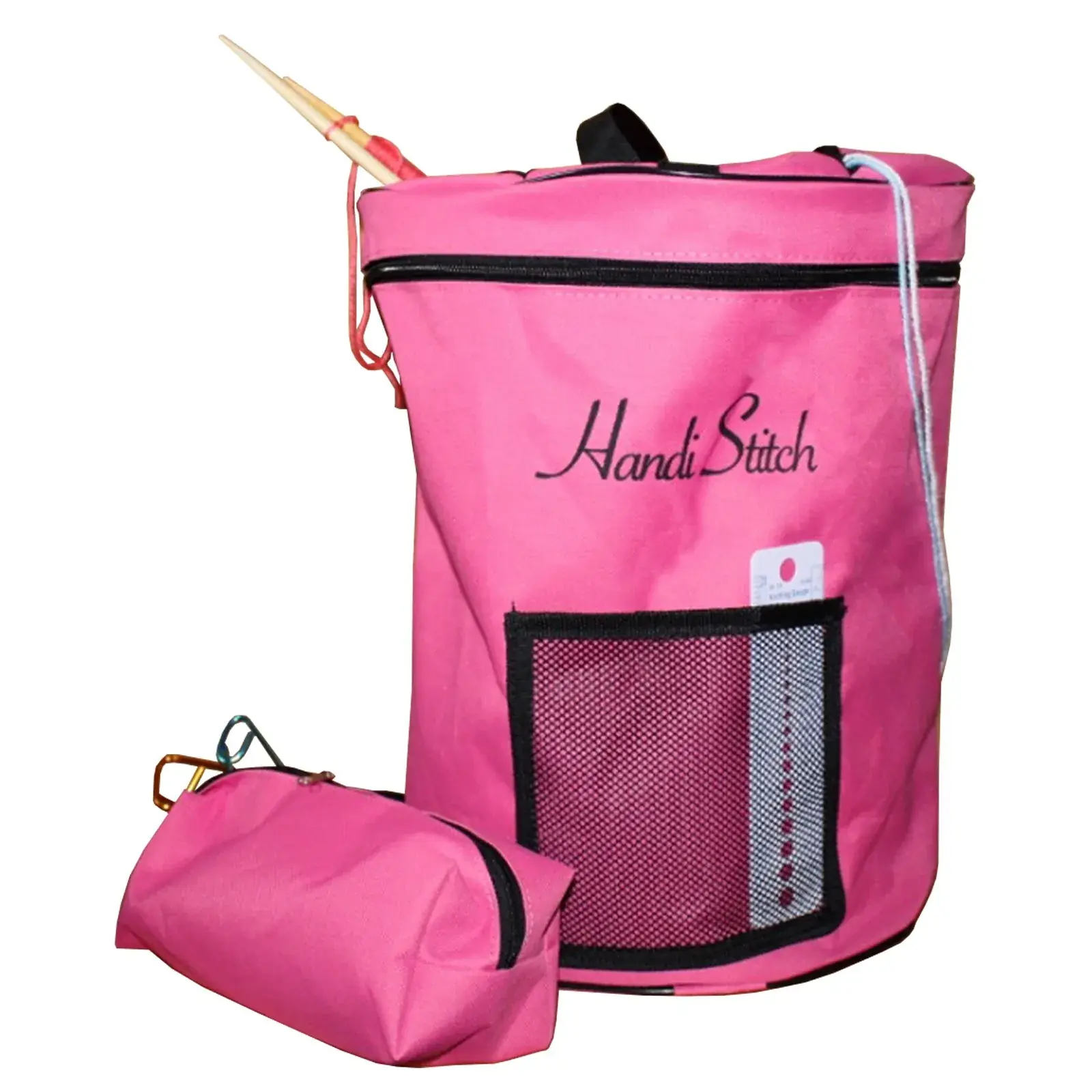 HANDI STITCH sac rangement laine tricot crochet organiseur tote rose