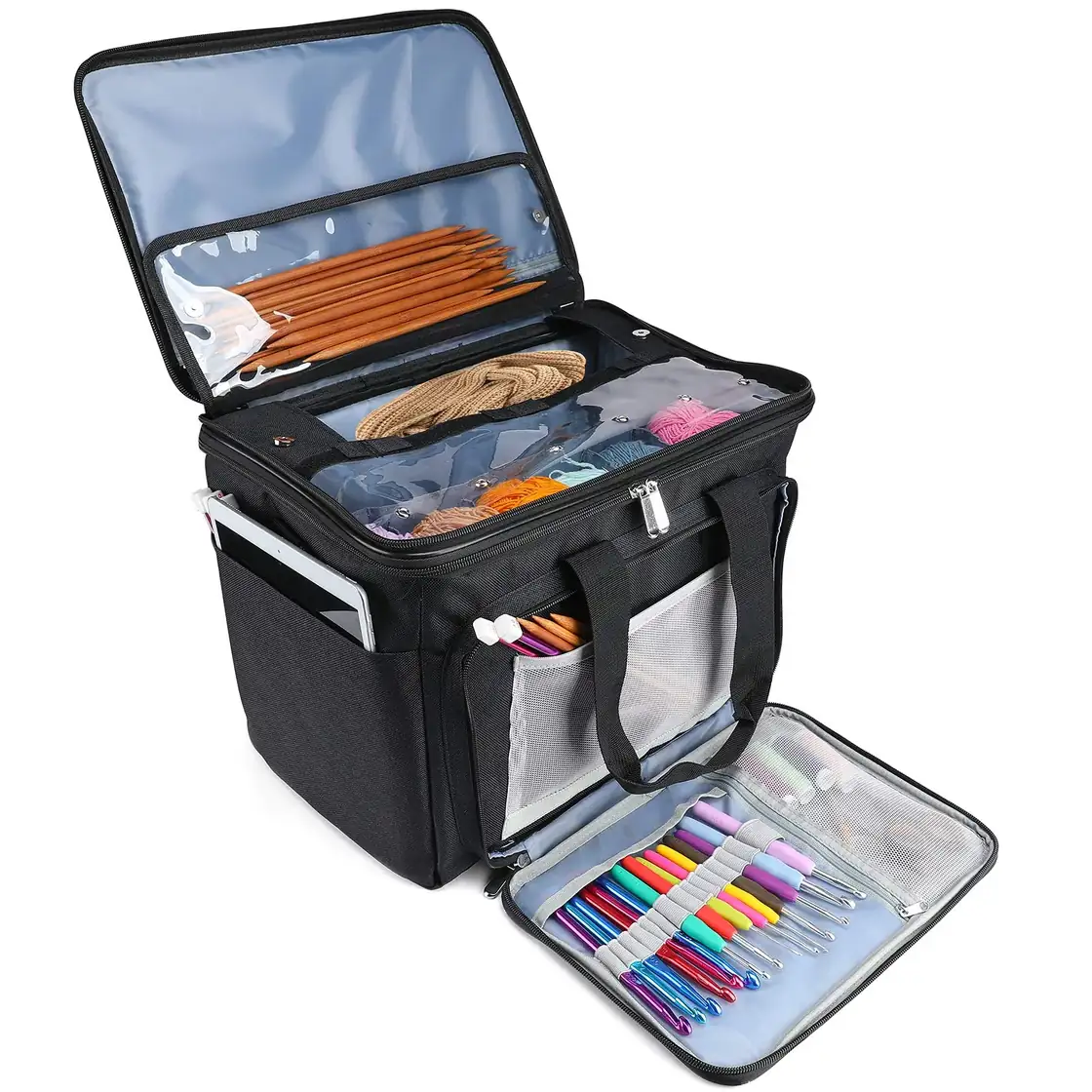 ProCase sac rangement tricot crochet organiseur laine aiguilles noir