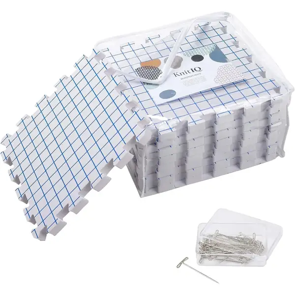KnitIQ 9 tapis de blocage tricot et crochet avec grilles 100 épingles