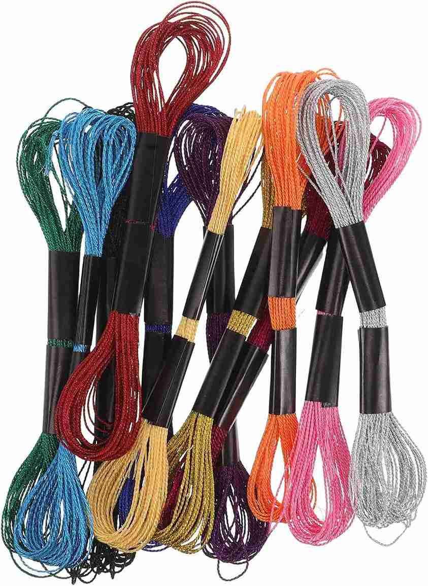 Fil à Broder Multicolore Métallisé 12 Pièces