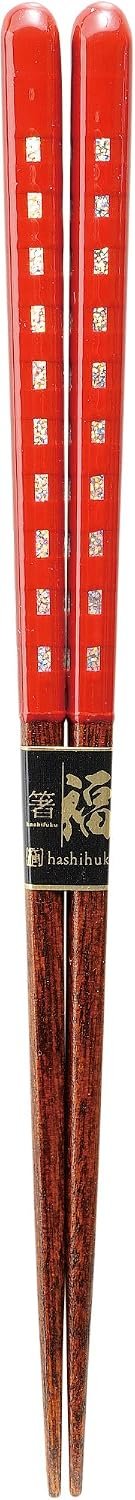 Kawai Baguettes laquées Wakasa Domestic Shine, rouge, 21 cm