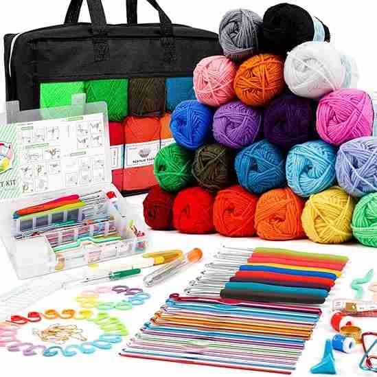 Kit crochet 105 pièces portable débutant adulte avec crochets caoutchouc