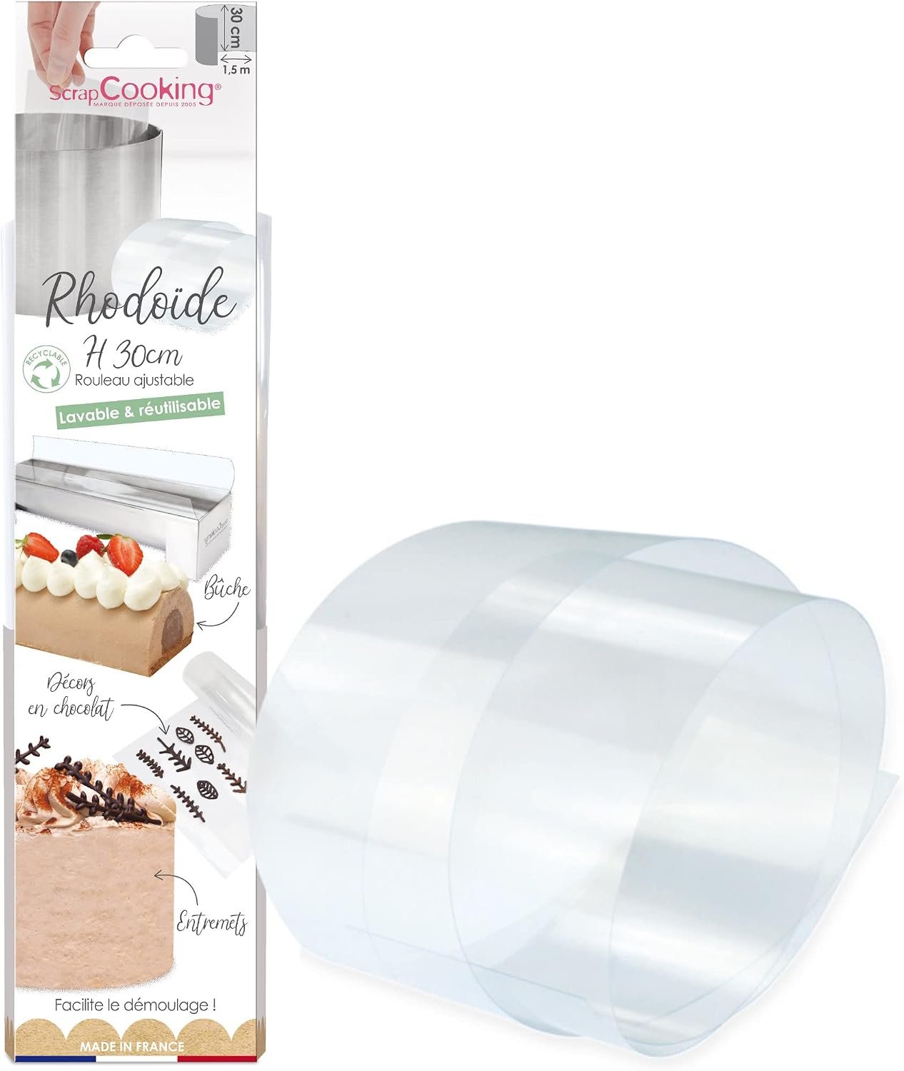 Rhodoïd feuille guitare entremets bords lisses brillants pâtisserie
