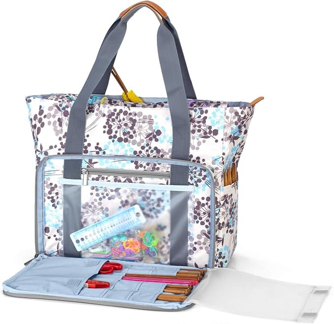 Teamoy sac à tricot bandoulière multipoches compartiments aiguilles