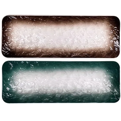 Alipis Lot de 2 plats rectangulaires en céramique style japonais