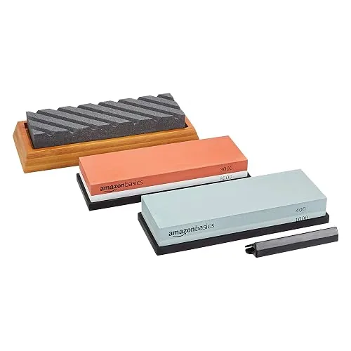 Amazon Basics Kit de pierres à aiguiser, double face 400/1000 et 3000/8000