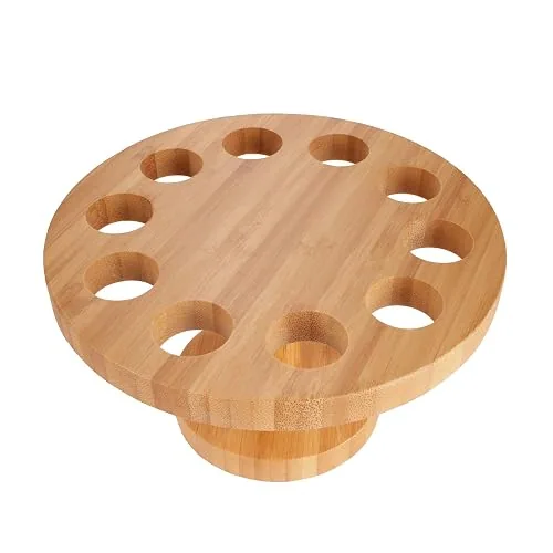 BambooMN Présentoir en bambou naturel, 19,5 cm, 10 compartiments