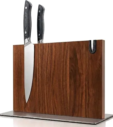 Bloc magnétique XL en acacia avec aiguiseur intégré