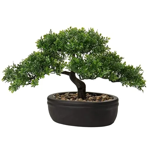 Bonsaï artificiel japonais en pot, pin, 23 cm