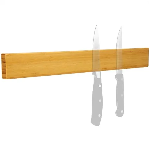 com-four Bande magnétique pour couteaux en bambou, 40 cm