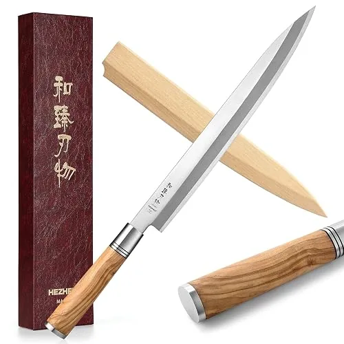 Couteau Yanagiba Hezhen, lame 300 mm, acier forgé