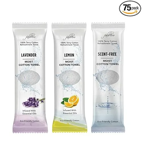FabbPro Serviettes Oshibori en coton éponge, lot de 75