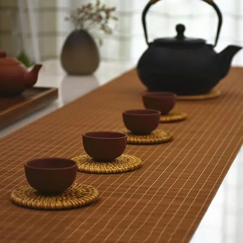Fudanli Set de table en bambou tissé à la main, résistant à la chaleur