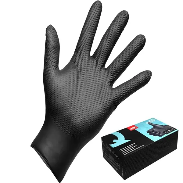 Gants nitrile noirs sans poudre chocolaterie pâtisserie premium