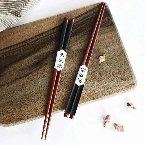 Hongyantech Lot de 5 paires de baguettes en bois écologique