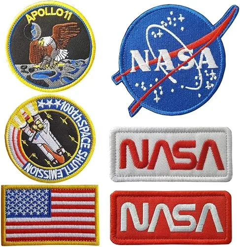 Kit 6 patches NASA brodés missions insignes astronaute sac