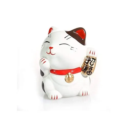 lachineuse Figurine Maneki Neko en porcelaine, 9,5 cm