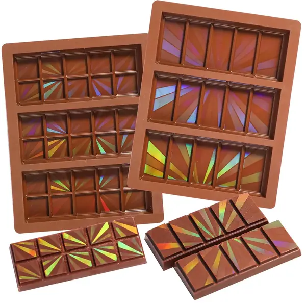 Moule silicone holographique tablette chocolat artisanal effet miroir