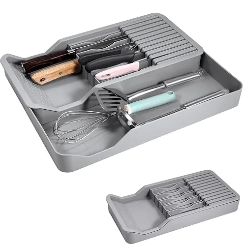 Organiseur de couteaux double couche pour tiroir, 11 couteaux