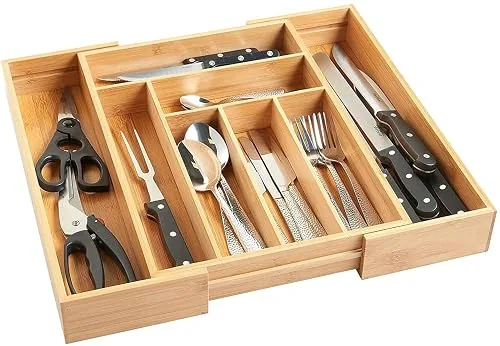 Organiseur de tiroir en bambou extensible, 33 à 49,8 cm