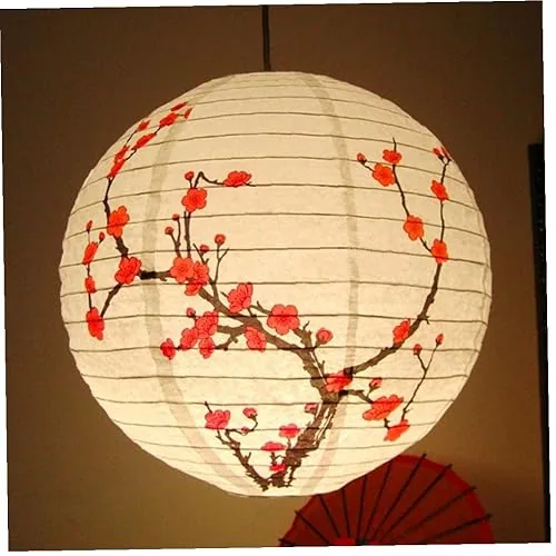 Ruluti Lanterne japonaise motif fleur de cerisier, 35 cm