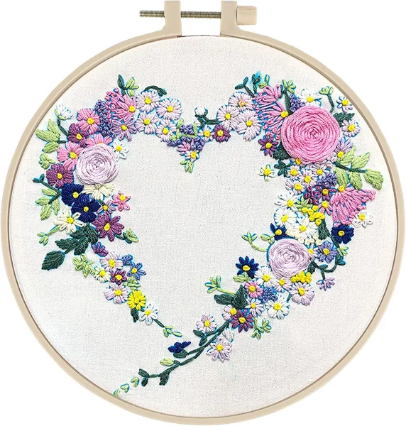 Sibba kit de broderie estampillée débutants — cercle, fils et aiguilles