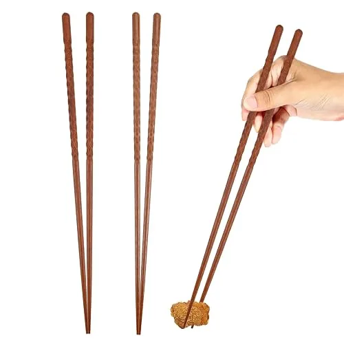 Srlwmyi Baguettes longues en bois naturel réutilisables, 33 cm