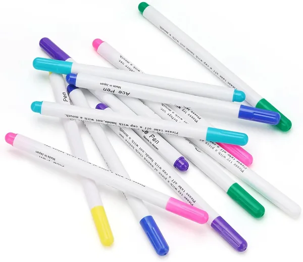 Stylos effaçables à l'eau pour broderie — 7 couleurs 12 pièces