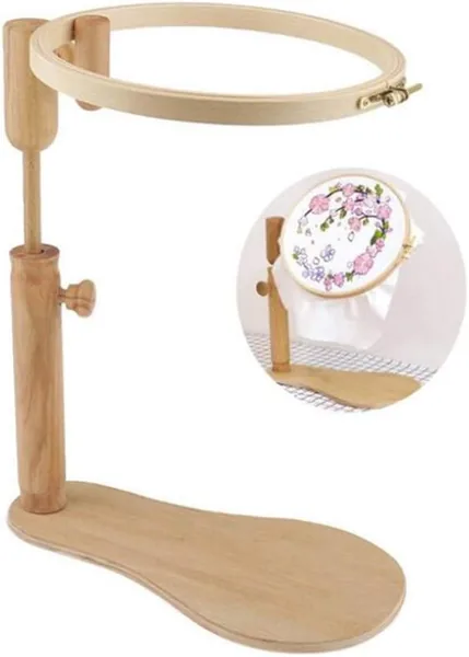 Support réglable en bois pour tambour à broder