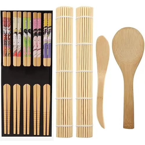 Zfyq Kit de fabrication de sushi en bambou, 9 pièces