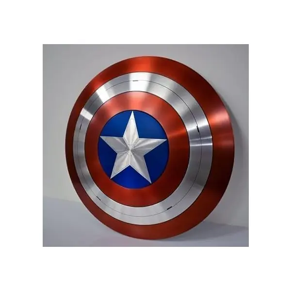 Bouclier Captain America rond en métal avec poignées de bras