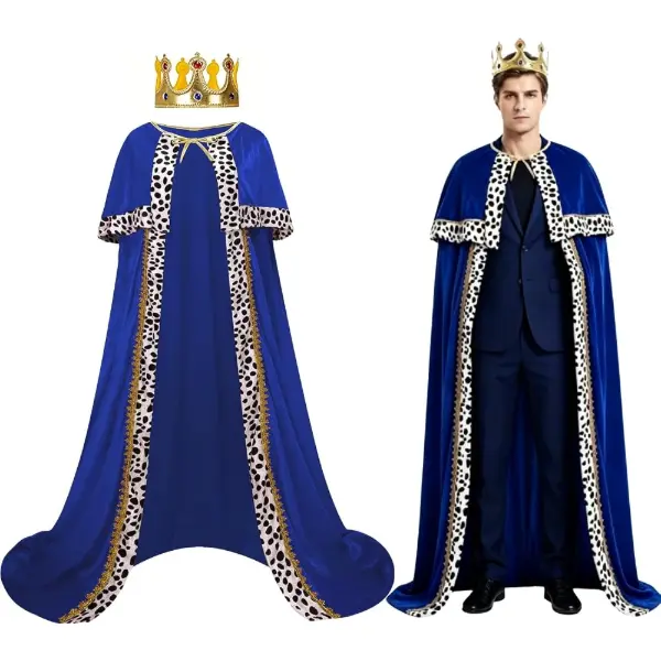 Cape longue en velours rouge de costume de roi pour adulte